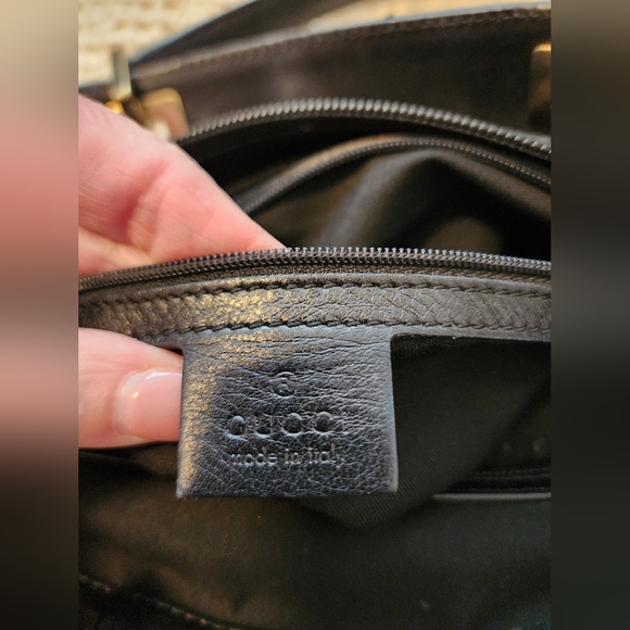 Authentic Gucci Large Size Black Handbag/Tote Bag Gold Hardware Excellent Cond - Picture 9 of 16